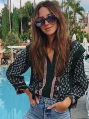 Sea New York Dark Green Bohemian Blouse Size 4